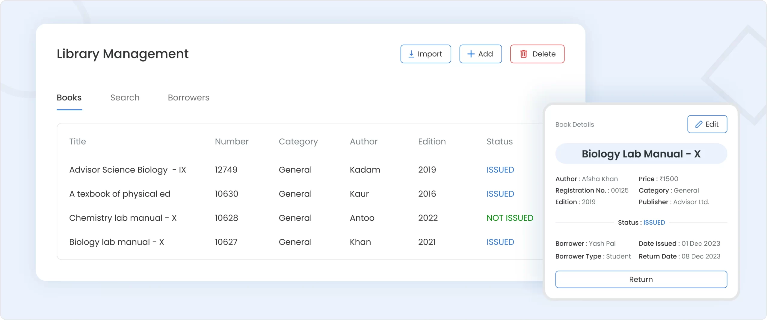 Library Management Dashboard